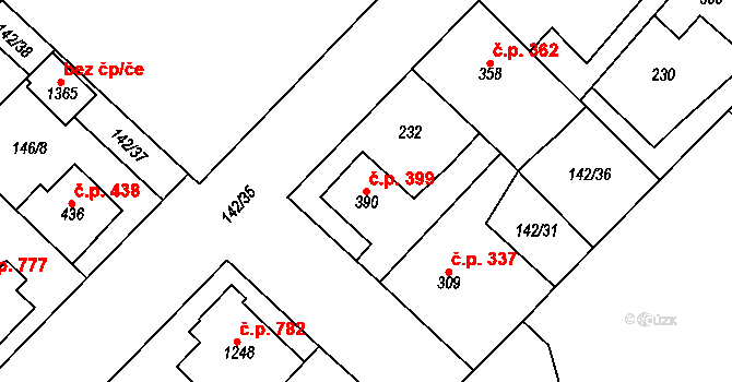 Lobeček 399, Kralupy nad Vltavou na parcele st. 390 v KÚ Lobeček, Katastrální mapa
