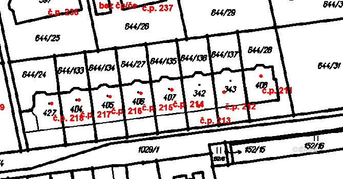 Vestec 214 na parcele st. 407 v KÚ Vestec u Prahy, Katastrální mapa