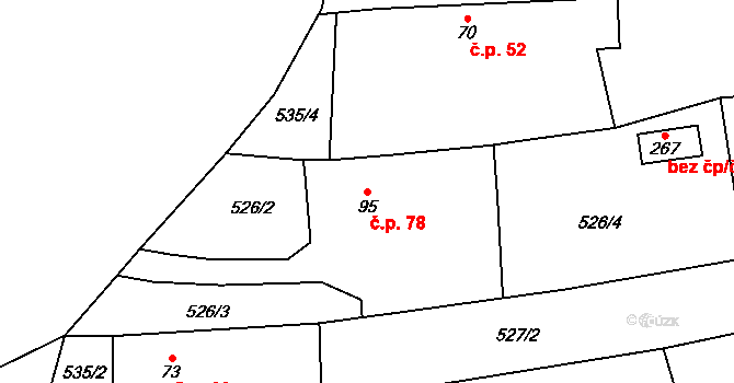 Nekmíř 78 na parcele st. 95 v KÚ Nekmíř, Katastrální mapa