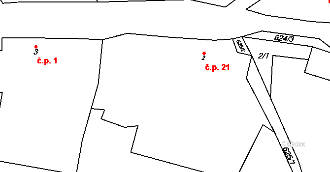 Chmelná 21, Sušice na parcele st. 2 v KÚ Velká Chmelná, Katastrální mapa