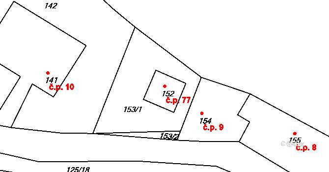 Sychotín 77, Kunštát na parcele st. 152 v KÚ Sychotín, Katastrální mapa