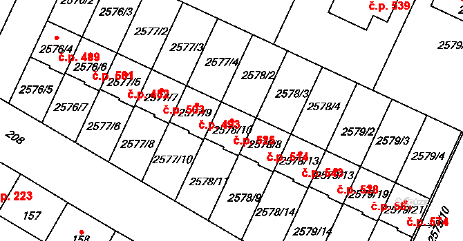 Drásov 525 na parcele st. 2578/10 v KÚ Drásov, Katastrální mapa