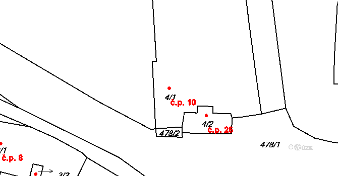 Třebanice 10, Lhenice na parcele st. 4/1 v KÚ Třebanice, Katastrální mapa
