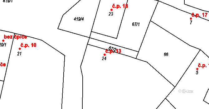 Veclov 13, Svojetín na parcele st. 24 v KÚ Veclov u Svojetína, Katastrální mapa