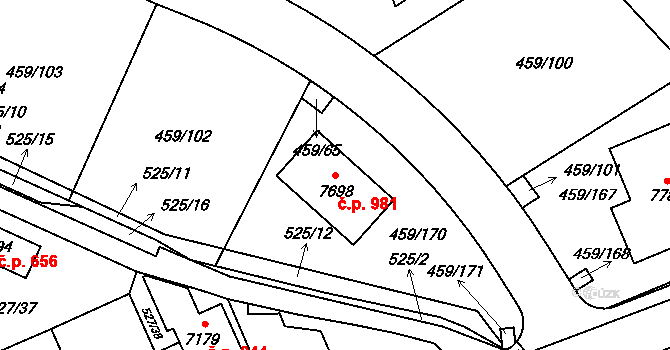 Beroun-Závodí 981, Beroun na parcele st. 7698 v KÚ Beroun, Katastrální mapa