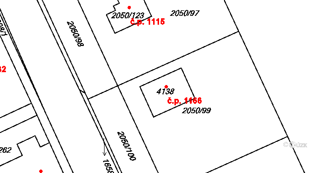 Sadská 1166 na parcele st. 4138 v KÚ Sadská, Katastrální mapa