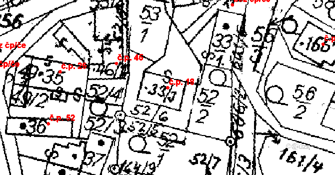 Rozsochatec 18 na parcele st. 33/3 v KÚ Rozsochatec, Katastrální mapa