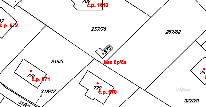 Kamenice 95169261 na parcele st. 873 v KÚ Štiřín, Katastrální mapa