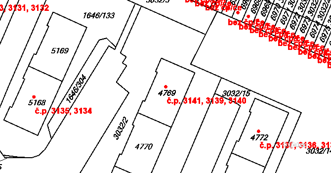 Havlíčkův Brod 3139,3140,3141 na parcele st. 4769 v KÚ Havlíčkův Brod, Katastrální mapa