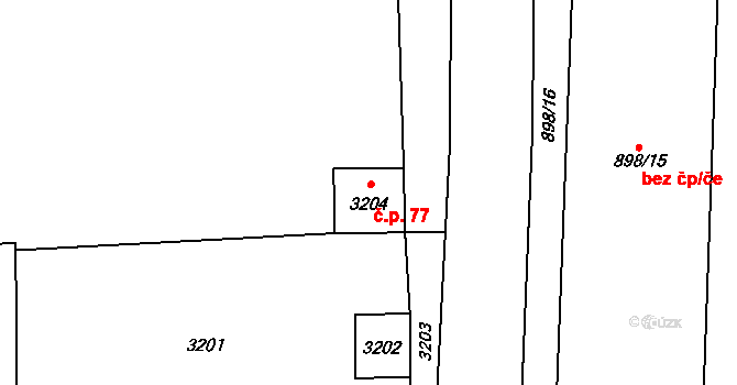 Chotěboř 77 na parcele st. 3204 v KÚ Chotěboř, Katastrální mapa