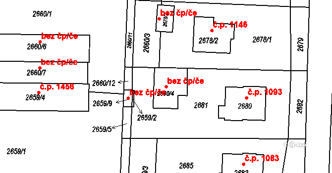 Třešť 98520261 na parcele st. 2660/4 v KÚ Třešť, Katastrální mapa