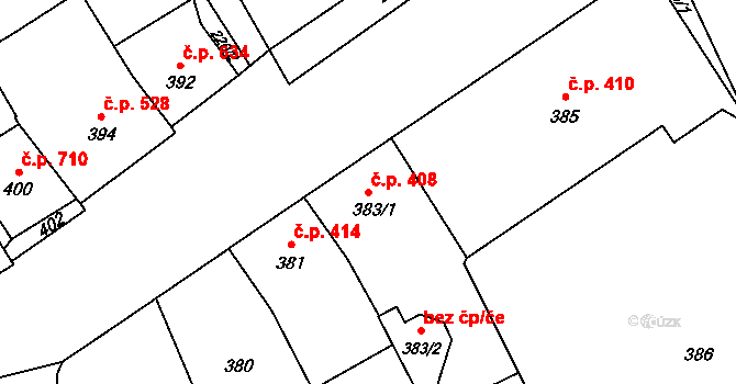 Morkovice 408, Morkovice-Slížany na parcele st. 383/1 v KÚ Morkovice, Katastrální mapa