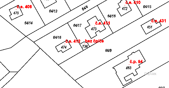 Černolice 104804262 na parcele st. 736 v KÚ Černolice, Katastrální mapa