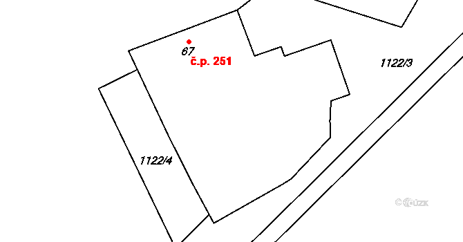 Chlupice 251, Hostěradice na parcele st. 67 v KÚ Chlupice, Katastrální mapa