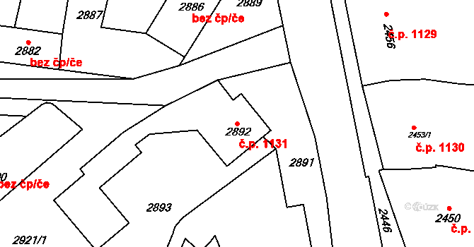 Rakšice 1131, Moravský Krumlov na parcele st. 2892 v KÚ Moravský Krumlov, Katastrální mapa