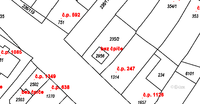 Velké Bílovice 119697262 na parcele st. 2956 v KÚ Velké Bílovice, Katastrální mapa