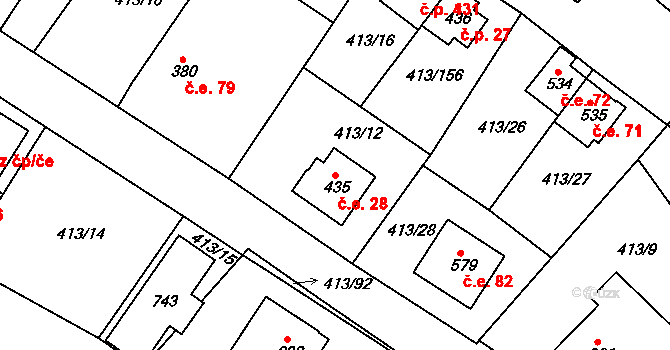 Železná Ruda 28 na parcele st. 435 v KÚ Železná Ruda, Katastrální mapa