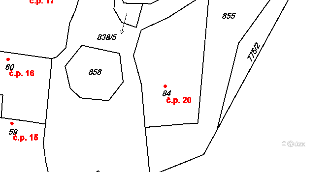 Tisová 20, Bohutín na parcele st. 84 v KÚ Tisová u Bohutína, Katastrální mapa