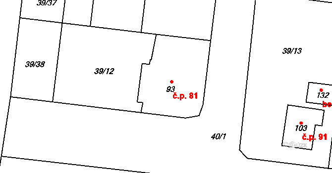 Máslovice 81 na parcele st. 93 v KÚ Máslovice, Katastrální mapa