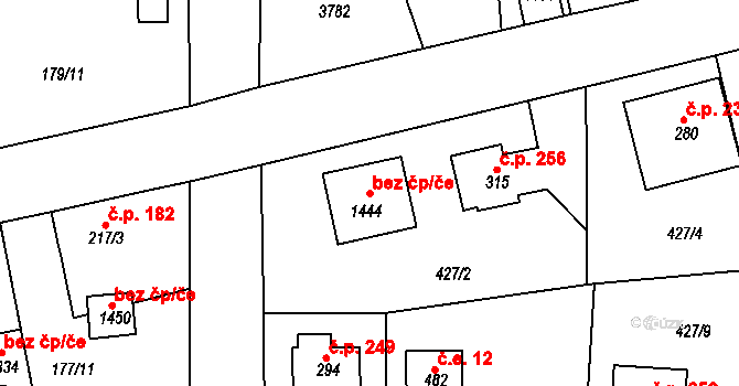 Velké Popovice 147874262 na parcele st. 1444 v KÚ Velké Popovice, Katastrální mapa