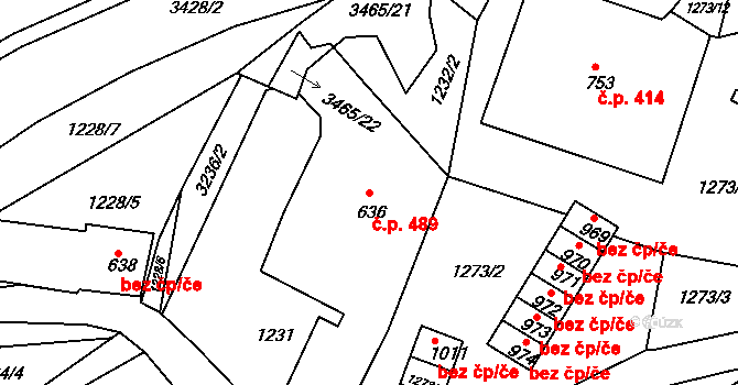 Horní Rokytnice 489, Rokytnice nad Jizerou na parcele st. 636 v KÚ Horní Rokytnice nad Jizerou, Katastrální mapa