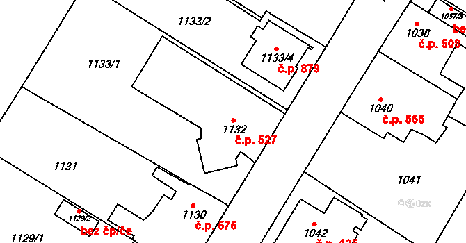 Kosmonosy 527 na parcele st. 1132 v KÚ Kosmonosy, Katastrální mapa