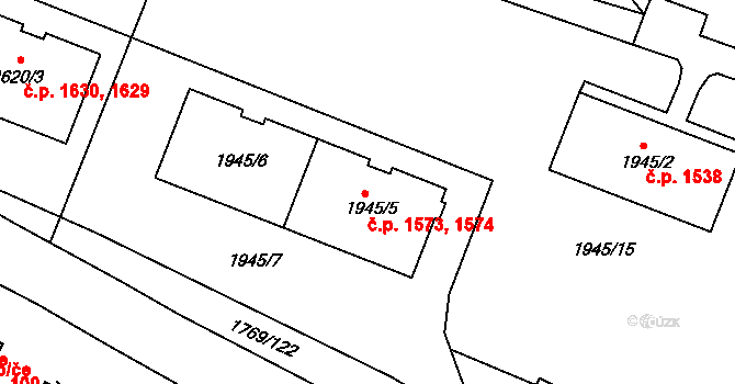 Tachov 1573,1574 na parcele st. 1945/5 v KÚ Tachov, Katastrální mapa