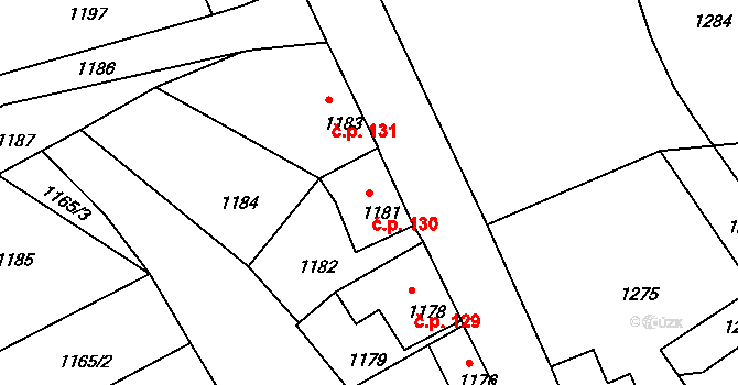 Mimoň IV 130, Mimoň na parcele st. 1181 v KÚ Mimoň, Katastrální mapa