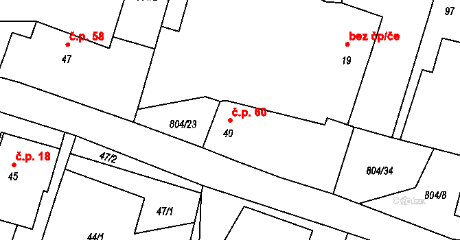 Mukařov 60, Lovečkovice na parcele st. 40 v KÚ Mukařov u Úštěku, Katastrální mapa