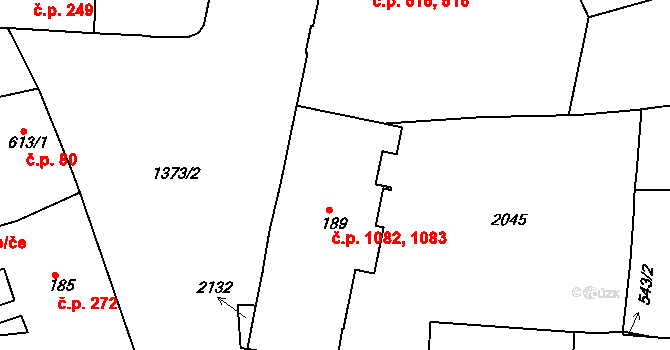 Valdické Předměstí 1082,1083, Jičín na parcele st. 189 v KÚ Jičín, Katastrální mapa