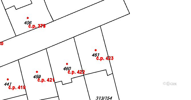 Černčice 423 na parcele st. 461 v KÚ Černčice u Loun, Katastrální mapa