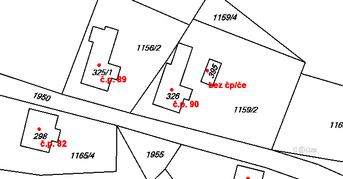 Pozorka 90, Nejdek na parcele st. 326 v KÚ Pozorka u Nejdku, Katastrální mapa