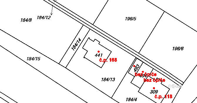 Mašov 168, Turnov na parcele st. 441 v KÚ Mašov u Turnova, Katastrální mapa