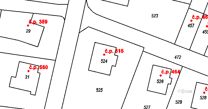 Jablůnka 515 na parcele st. 524 v KÚ Jablůnka, Katastrální mapa