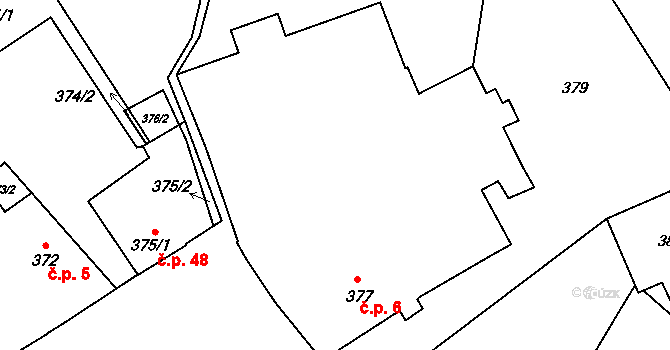 Dolní Chabry 6, Praha na parcele st. 377 v KÚ Dolní Chabry, Katastrální mapa