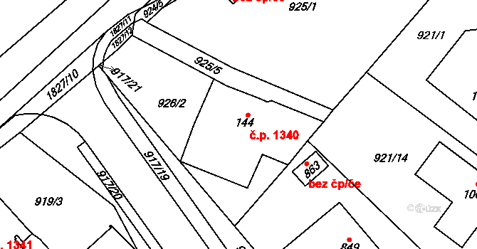 Vrchlabí 1340 na parcele st. 144 v KÚ Podhůří-Harta, Katastrální mapa