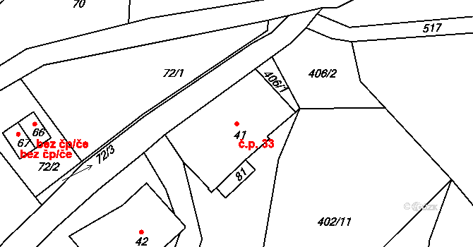 Dolní Albeřice 33, Horní Maršov na parcele st. 41 v KÚ Dolní Albeřice, Katastrální mapa