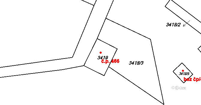 Rumburk 1 466, Rumburk na parcele st. 3419 v KÚ Rumburk, Katastrální mapa