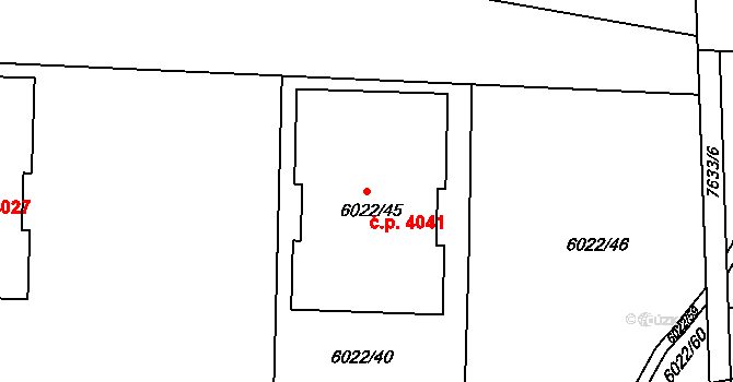 Prostějov 4041 na parcele st. 6022/45 v KÚ Prostějov, Katastrální mapa