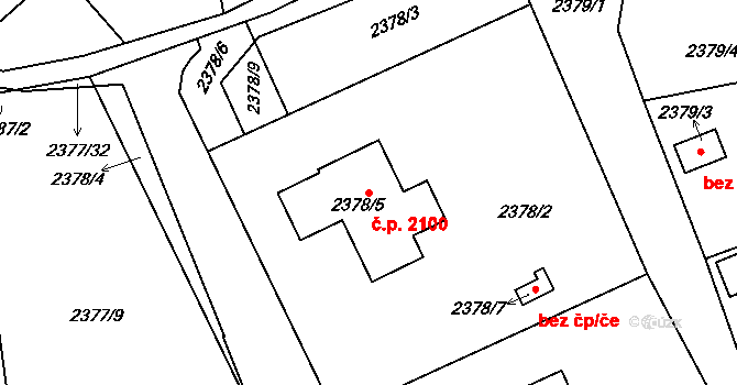 Bolevec 2100, Plzeň na parcele st. 2378/5 v KÚ Bolevec, Katastrální mapa