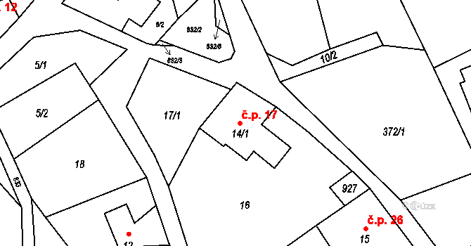 Vysoká Lípa 17, Jetřichovice na parcele st. 14/1 v KÚ Vysoká Lípa, Katastrální mapa