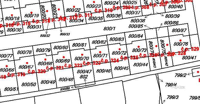 Velké Předměstí 324, Horšovský Týn na parcele st. 800/71 v KÚ Horšovský Týn, Katastrální mapa