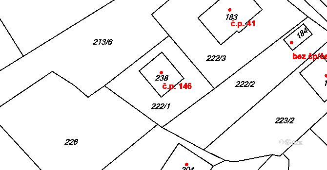 Vojtěchov 146 na parcele st. 238 v KÚ Vojtěchov u Hlinska, Katastrální mapa