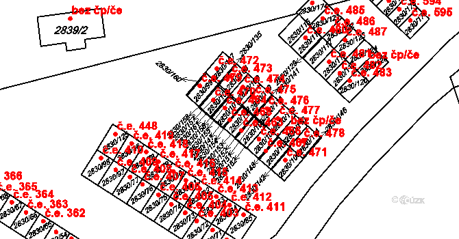 Rumburk 1 468, Rumburk na parcele st. 2830/102 v KÚ Rumburk, Katastrální mapa