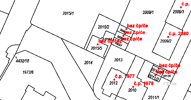Teplice 39148262 na parcele st. 2015/5 v KÚ Teplice, Katastrální mapa