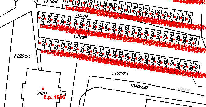 Rožnov pod Radhoštěm 39559262 na parcele st. 3481 v KÚ Rožnov pod Radhoštěm, Katastrální mapa