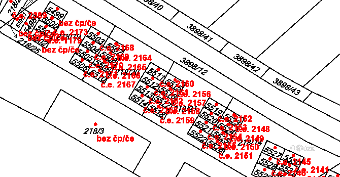Řečkovice 2157, Brno na parcele st. 5516 v KÚ Řečkovice, Katastrální mapa