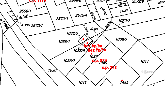 Brno 45553262 na parcele st. 1038/6 v KÚ Komín, Katastrální mapa