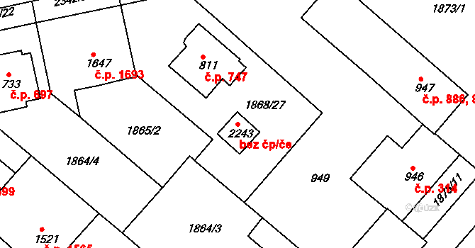 Tišnov 46062262 na parcele st. 2243 v KÚ Tišnov, Katastrální mapa