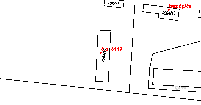Horní Počernice 3113, Praha na parcele st. 4284/11 v KÚ Horní Počernice, Katastrální mapa